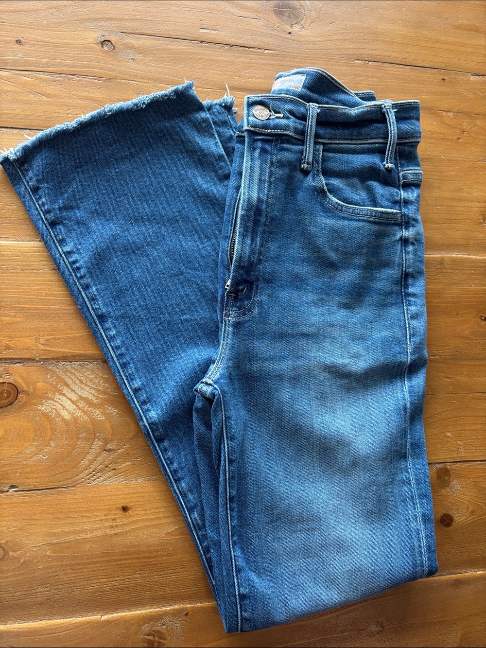 MOTHER Boot Cut Jeans in Medium Blue Wash